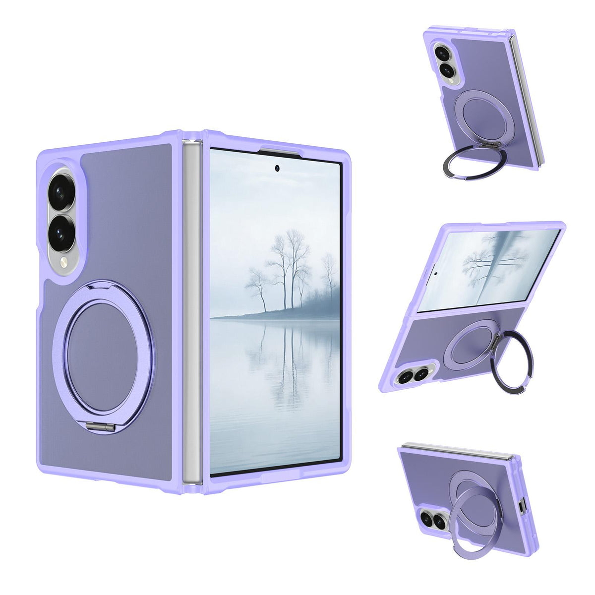 For Galaxy Z Fold8 Ultra 5G Skin Feel Rotating Holder Magnetic Phone Case - Purple - EDA009867202D