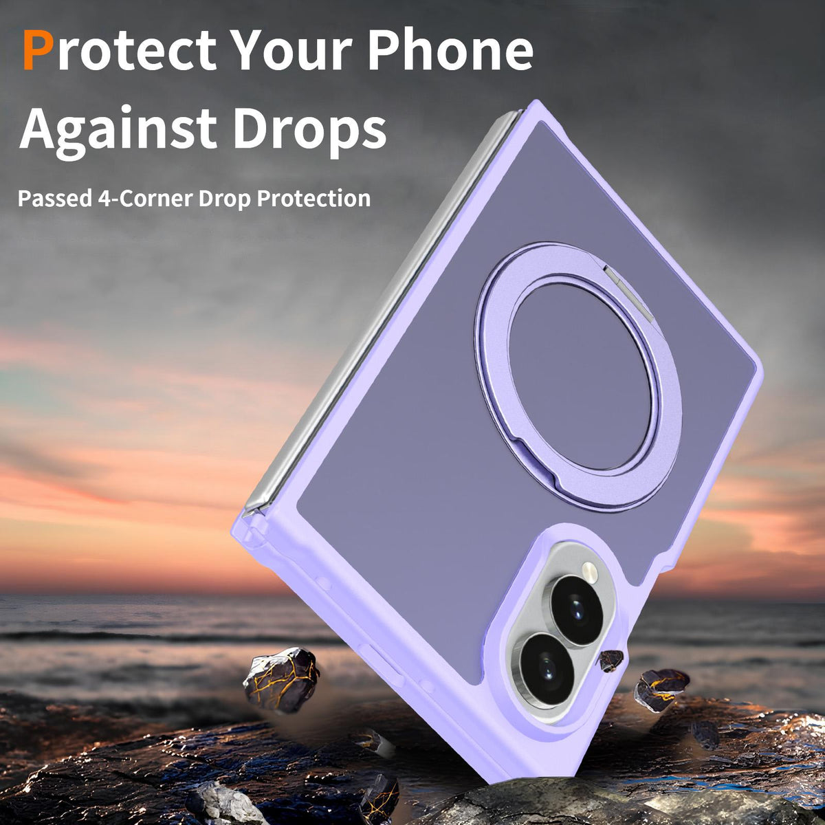 For Galaxy Z Fold8 Ultra 5G Skin Feel Rotating Holder Magnetic Phone Case - Purple - EDA009867202D