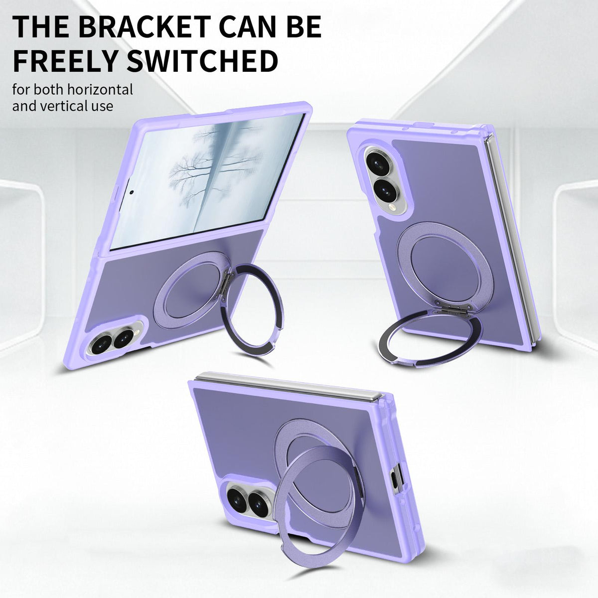 For Galaxy Z Fold8 Ultra 5G Skin Feel Rotating Holder Magnetic Phone Case - Purple - EDA009867202D