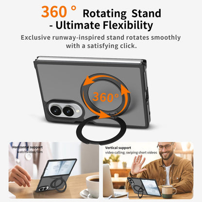 For Galaxy Z Fold8 Ultra 5G Skin Feel Rotating Holder Magnetic Phone Case - Dark Grey - EDA009867202E