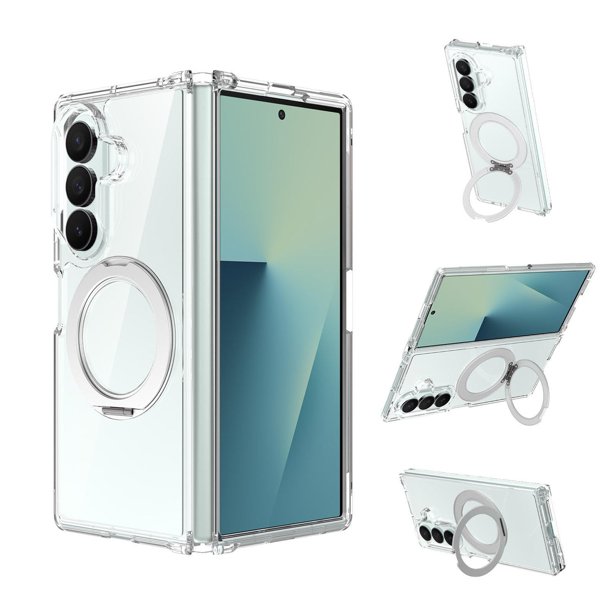 For Galaxy Z Fold8 Ultra 5G Scratch-proof Transparent Rotating Holder Magnetic Phone Case - Default - EDA009867302