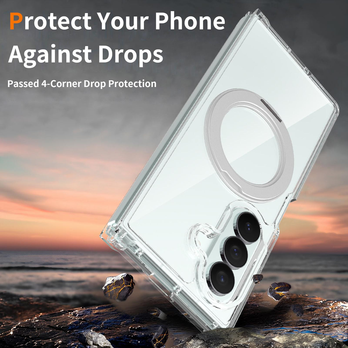 For Galaxy Z Fold8 Ultra 5G Scratch-proof Transparent Rotating Holder Magnetic Phone Case - Default - EDA009867302