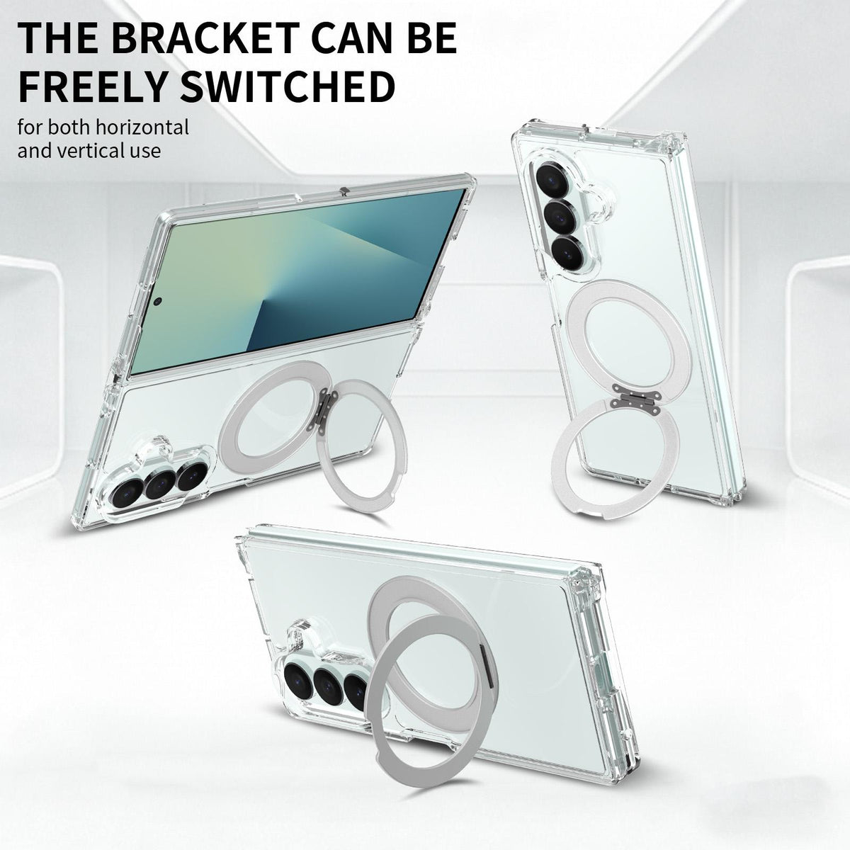 For Galaxy Z Fold8 Ultra 5G Scratch-proof Transparent Rotating Holder Magnetic Phone Case - Default - EDA009867302