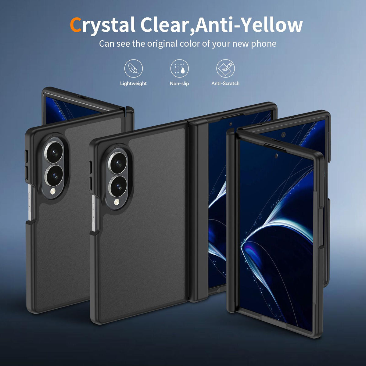 For Galaxy Z Fold8 5G Skin Feel Contrast Color TPU Hybrid PC Phone Case with Hinge Cover - Black - EDA009867501A