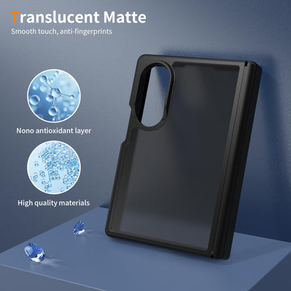 For Galaxy Z Fold8 5G Skin Feel Contrast Color TPU Hybrid PC Phone Case with Hinge Cover - Black - EDA009867501A