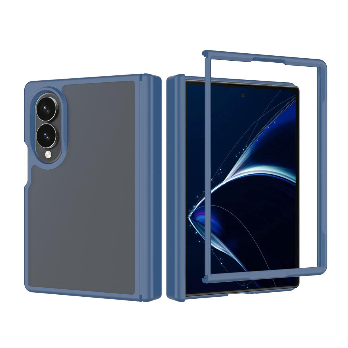 For Galaxy Z Fold8 5G Skin Feel Contrast Color TPU Hybrid PC Phone Case with Hinge Cover - Blue - EDA009867501B