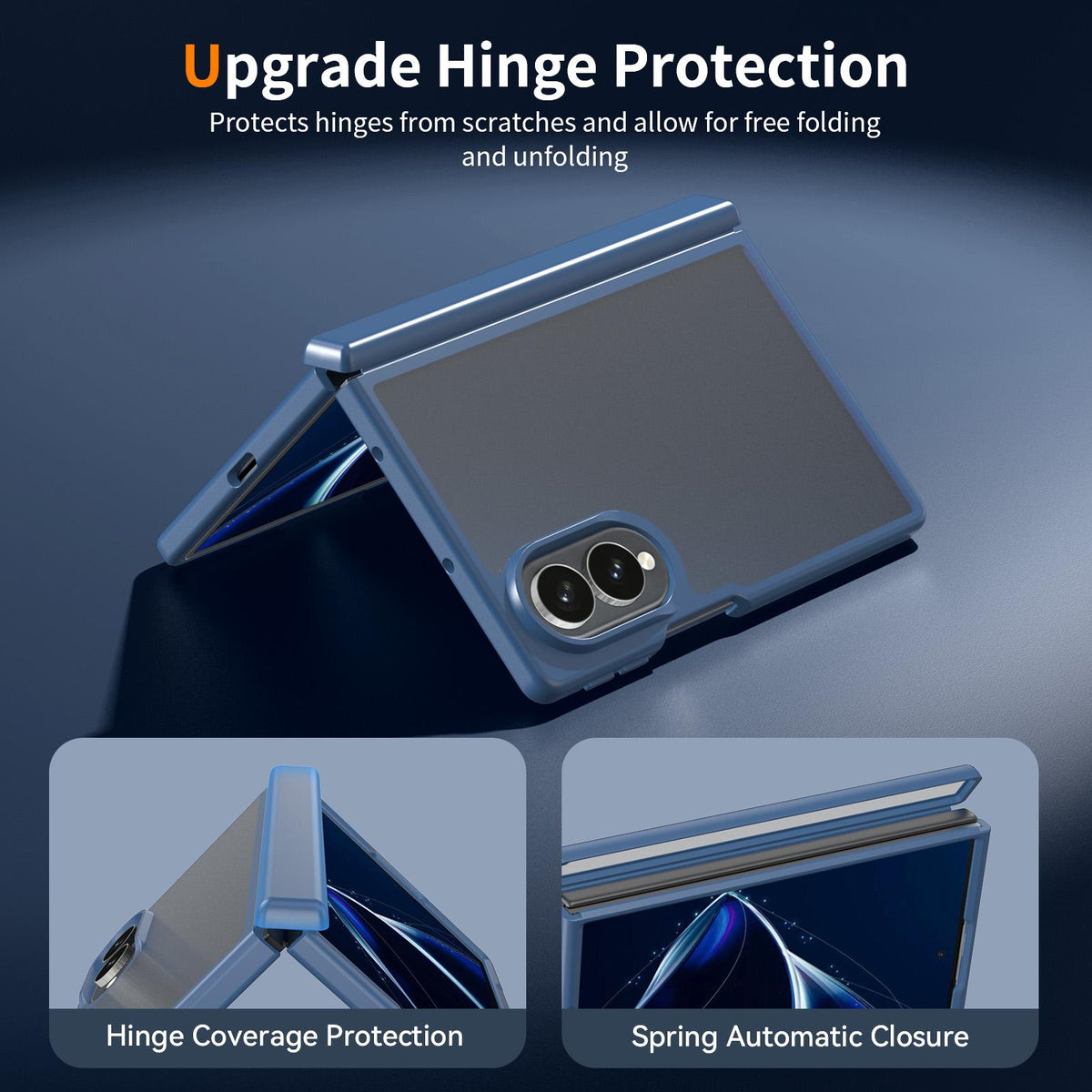 For Galaxy Z Fold8 5G Skin Feel Contrast Color TPU Hybrid PC Phone Case with Hinge Cover - Blue - EDA009867501B