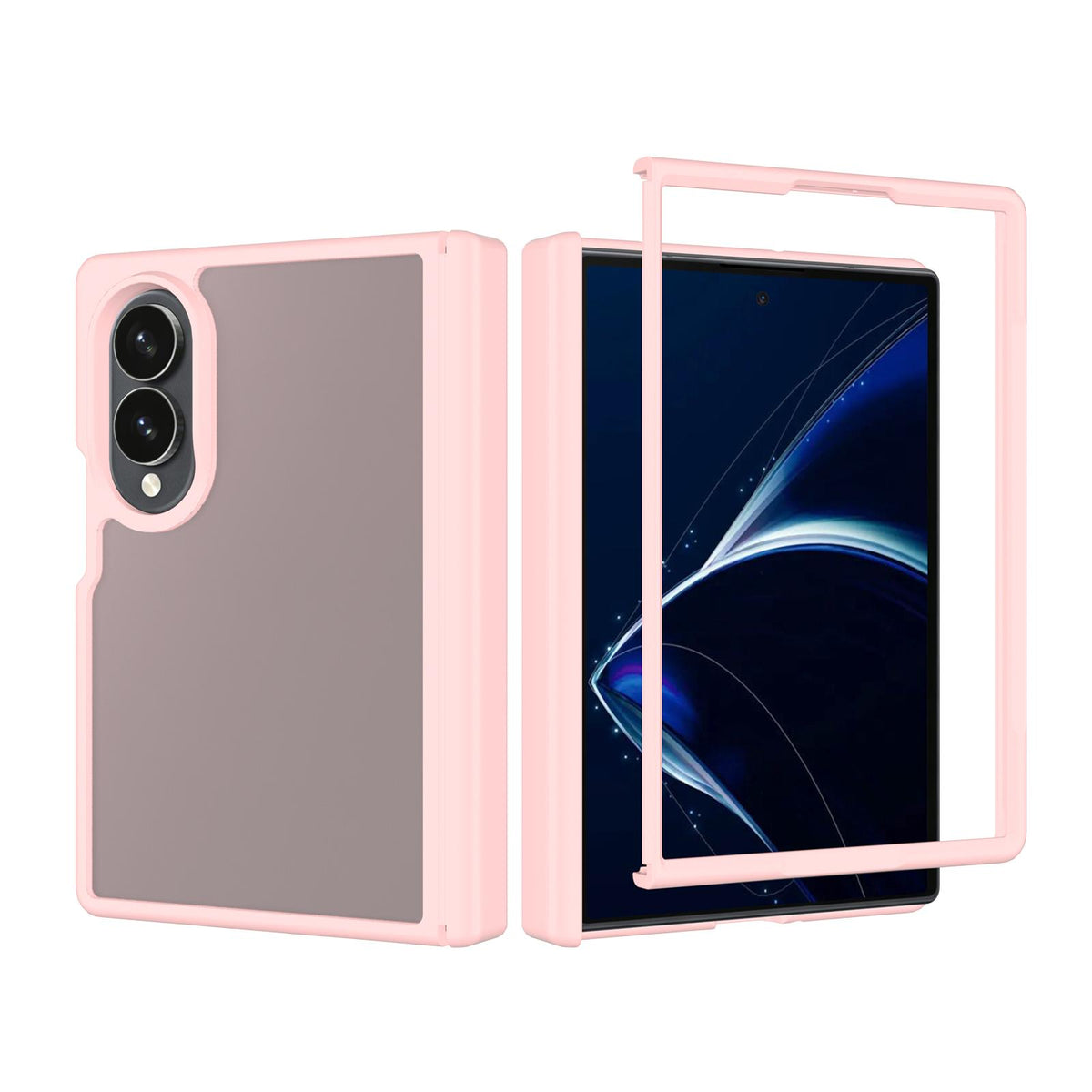 For Galaxy Z Fold8 5G Skin Feel Contrast Color TPU Hybrid PC Phone Case with Hinge Cover - Pink - EDA009867501C