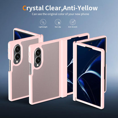 For Galaxy Z Fold8 5G Skin Feel Contrast Color TPU Hybrid PC Phone Case with Hinge Cover - Pink - EDA009867501C