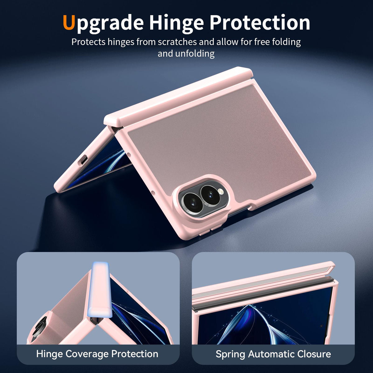 For Galaxy Z Fold8 5G Skin Feel Contrast Color TPU Hybrid PC Phone Case with Hinge Cover - Pink - EDA009867501C