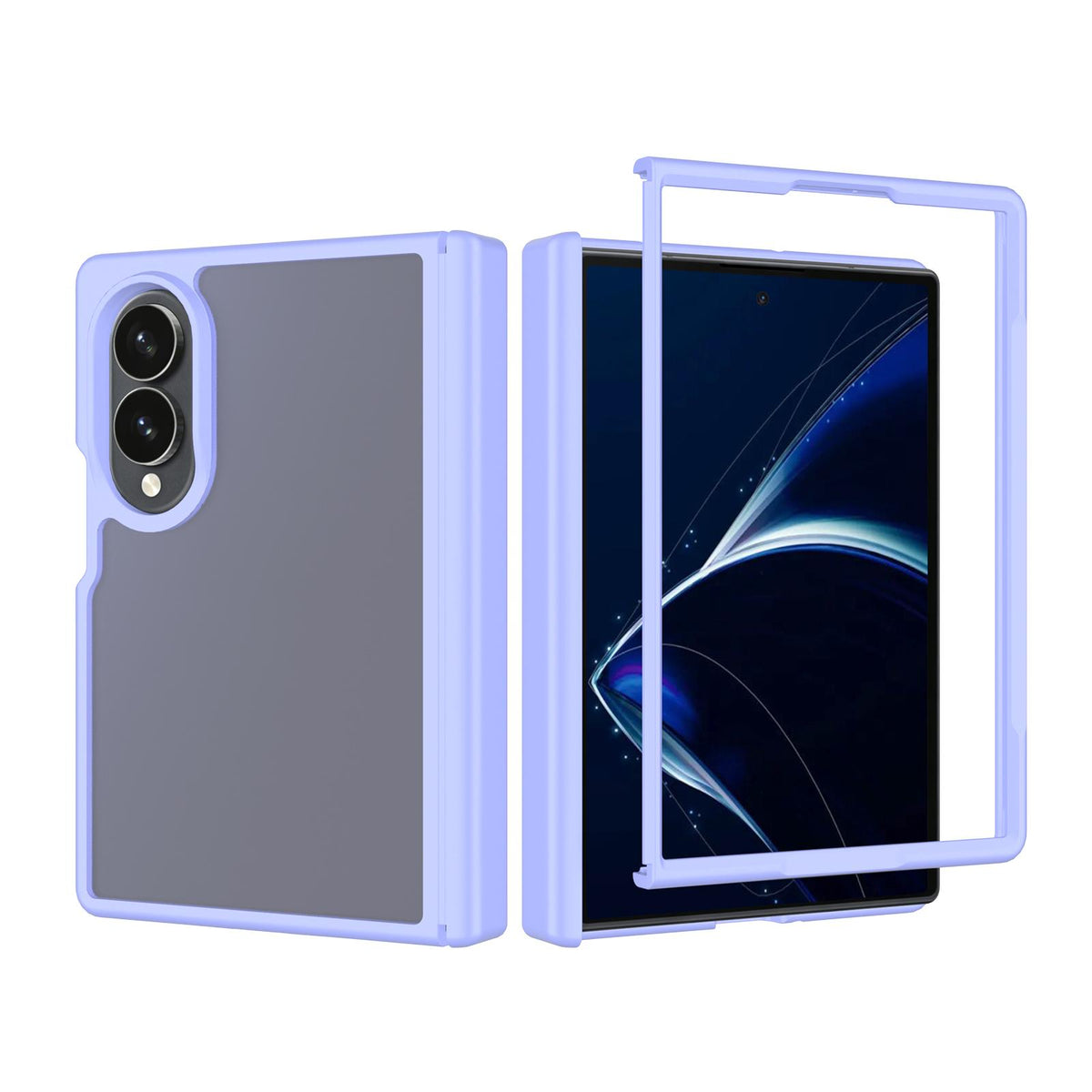 For Galaxy Z Fold8 5G Skin Feel Contrast Color TPU Hybrid PC Phone Case with Hinge Cover - Purple - EDA009867501D
