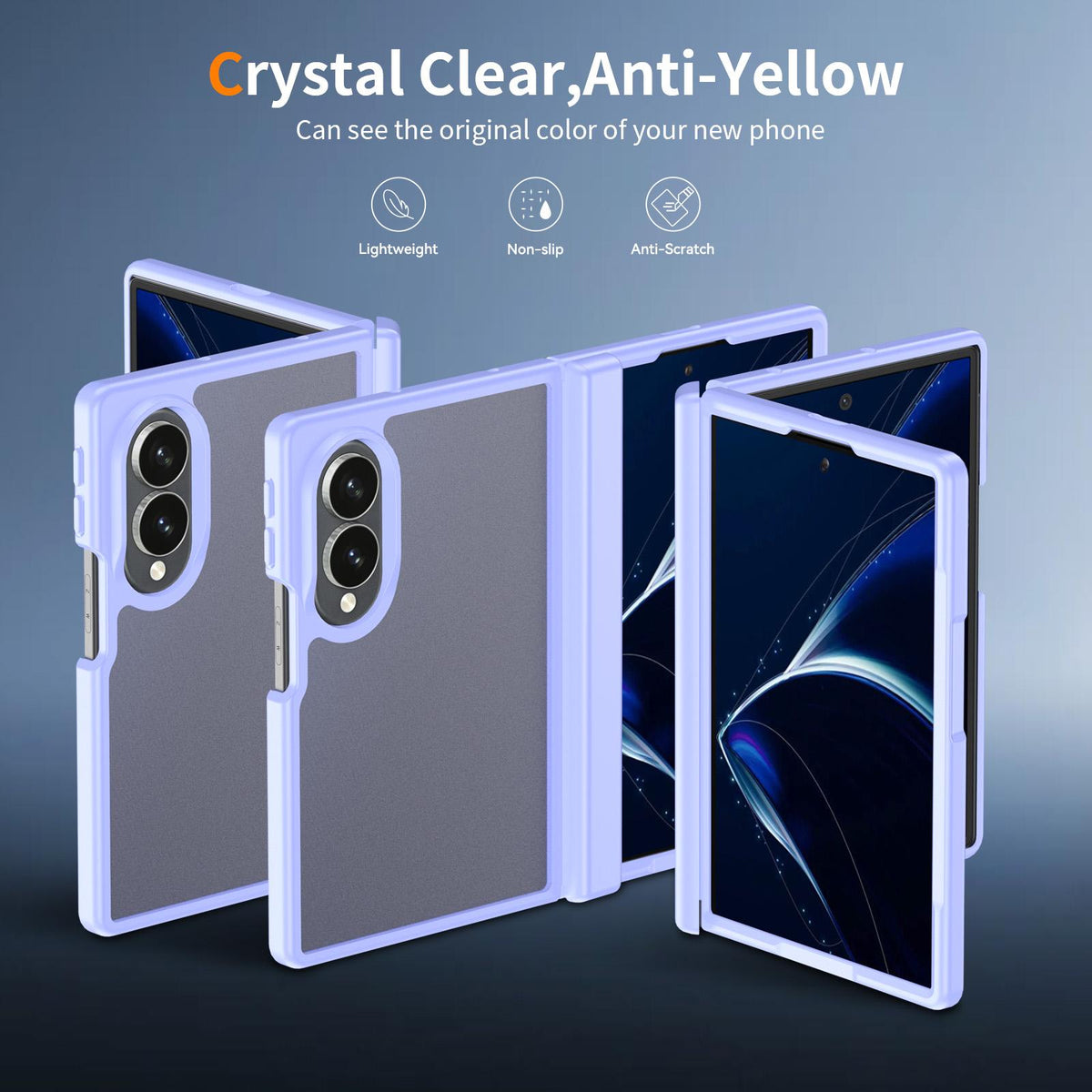 For Galaxy Z Fold8 5G Skin Feel Contrast Color TPU Hybrid PC Phone Case with Hinge Cover - Purple - EDA009867501D