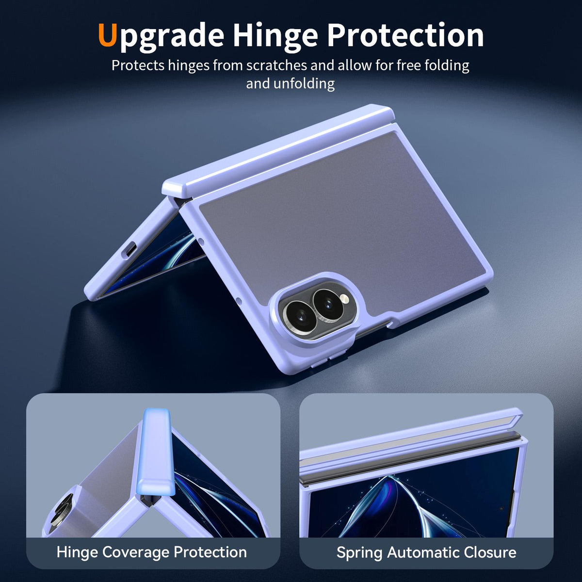 For Galaxy Z Fold8 5G Skin Feel Contrast Color TPU Hybrid PC Phone Case with Hinge Cover - Purple - EDA009867501D