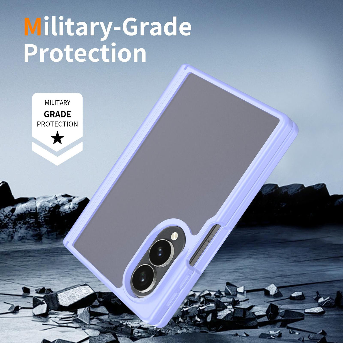 For Galaxy Z Fold8 5G Skin Feel Contrast Color TPU Hybrid PC Phone Case with Hinge Cover - Purple - EDA009867501D