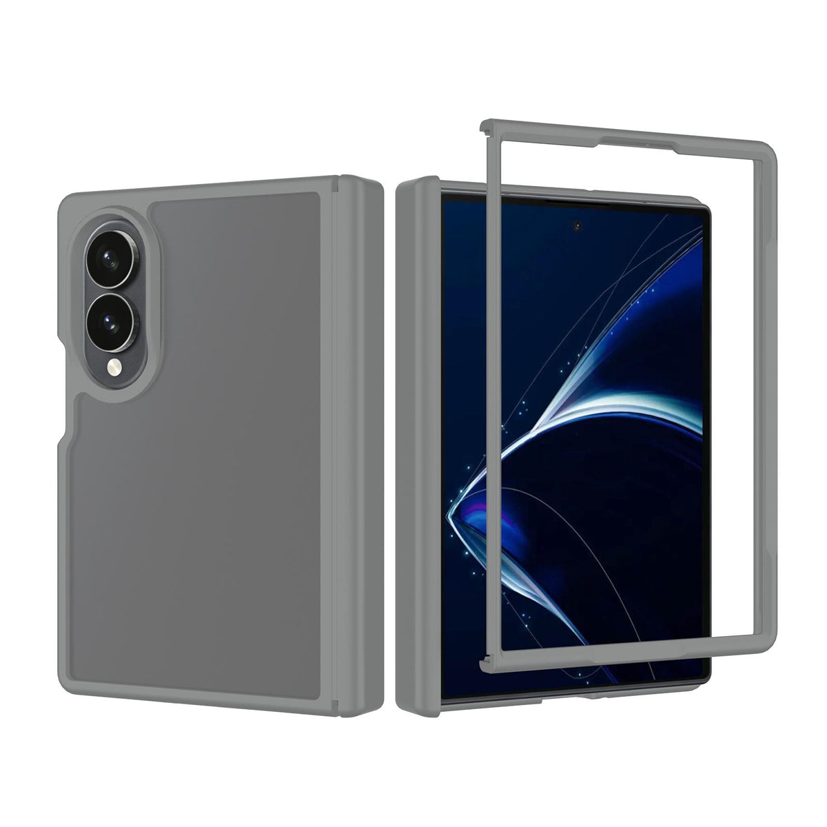 For Galaxy Z Fold8 5G Skin Feel Contrast Color TPU Hybrid PC Phone Case with Hinge Cover - Dark Grey - EDA009867501E