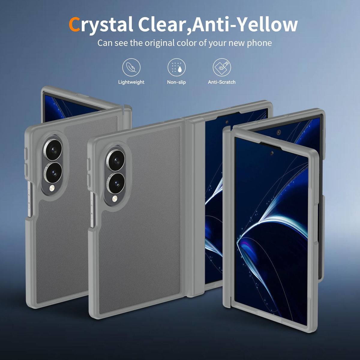 For Galaxy Z Fold8 5G Skin Feel Contrast Color TPU Hybrid PC Phone Case with Hinge Cover - Dark Grey - EDA009867501E