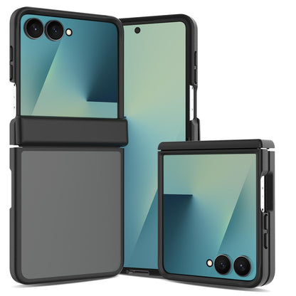 For Galaxy Z Flip8 5G Skin Feel Contrast Color TPU Hybrid PC Phone Case with Hinge Cover - Black - EDA009867503A