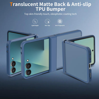 For Galaxy Z Flip8 5G Skin Feel Contrast Color TPU Hybrid PC Phone Case with Hinge Cover - Blue - EDA009867503B