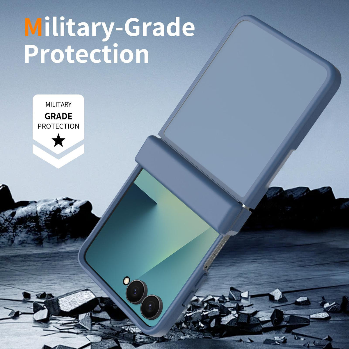 For Galaxy Z Flip8 5G Skin Feel Contrast Color TPU Hybrid PC Phone Case with Hinge Cover - Blue - EDA009867503B