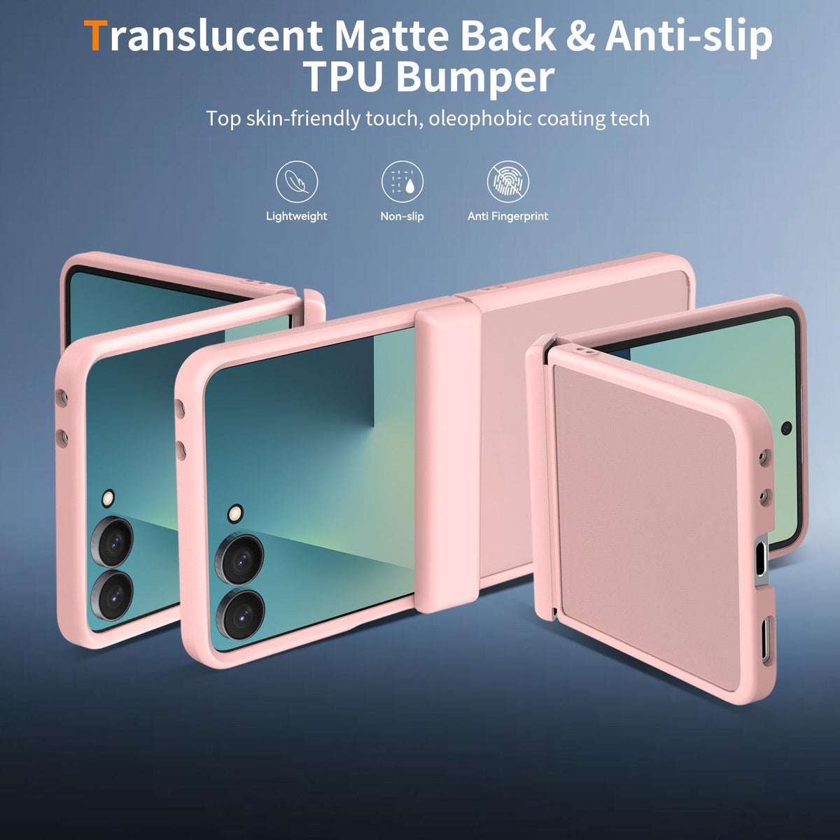 For Galaxy Z Flip8 5G Skin Feel Contrast Color TPU Hybrid PC Phone Case with Hinge Cover - Pink - EDA009867503C