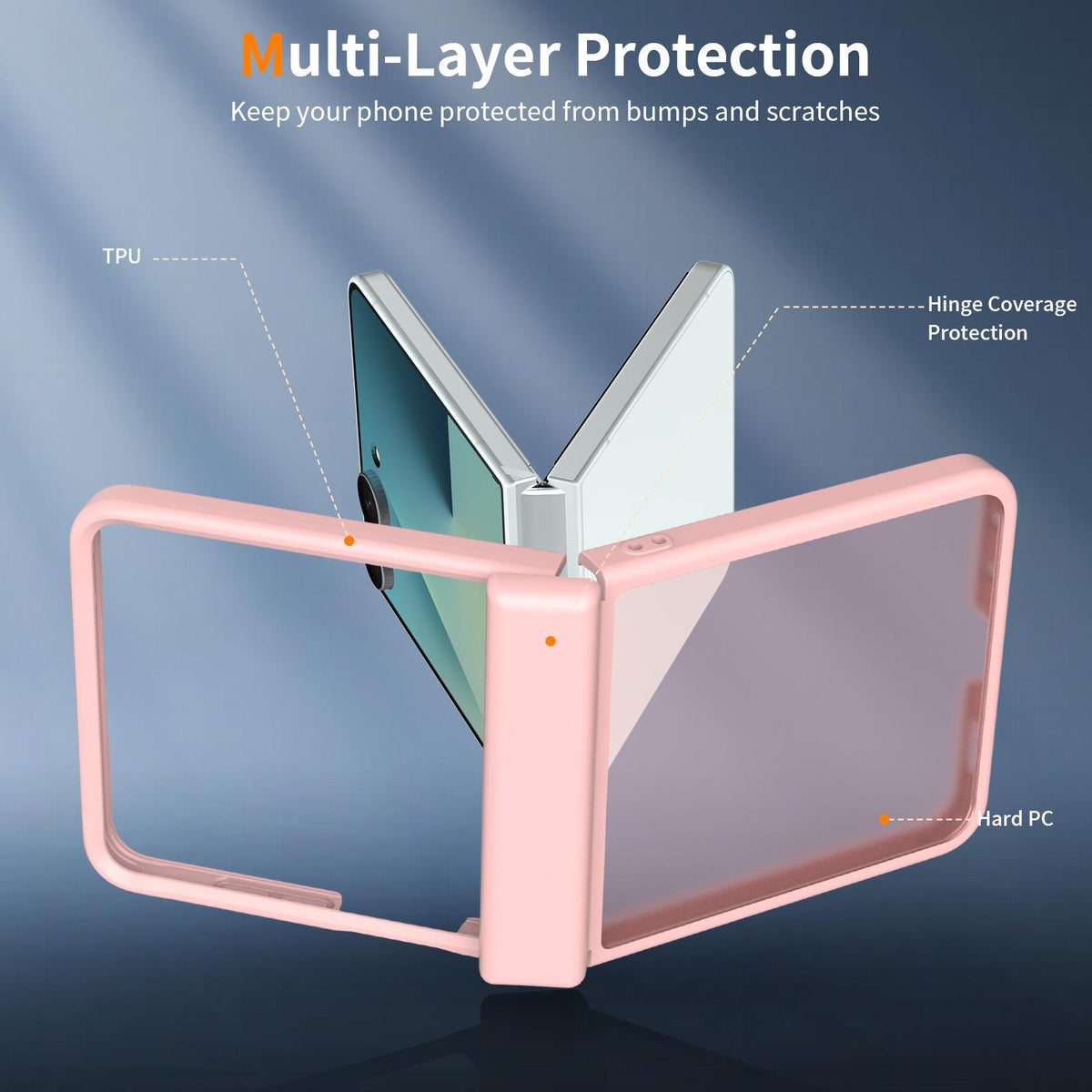 For Galaxy Z Flip8 5G Skin Feel Contrast Color TPU Hybrid PC Phone Case with Hinge Cover - Pink - EDA009867503C