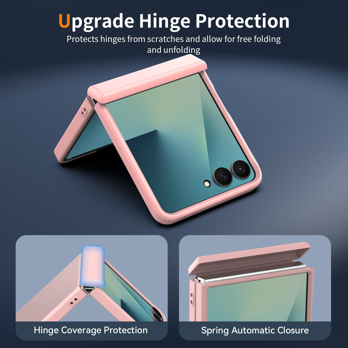 For Galaxy Z Flip8 5G Skin Feel Contrast Color TPU Hybrid PC Phone Case with Hinge Cover - Pink - EDA009867503C