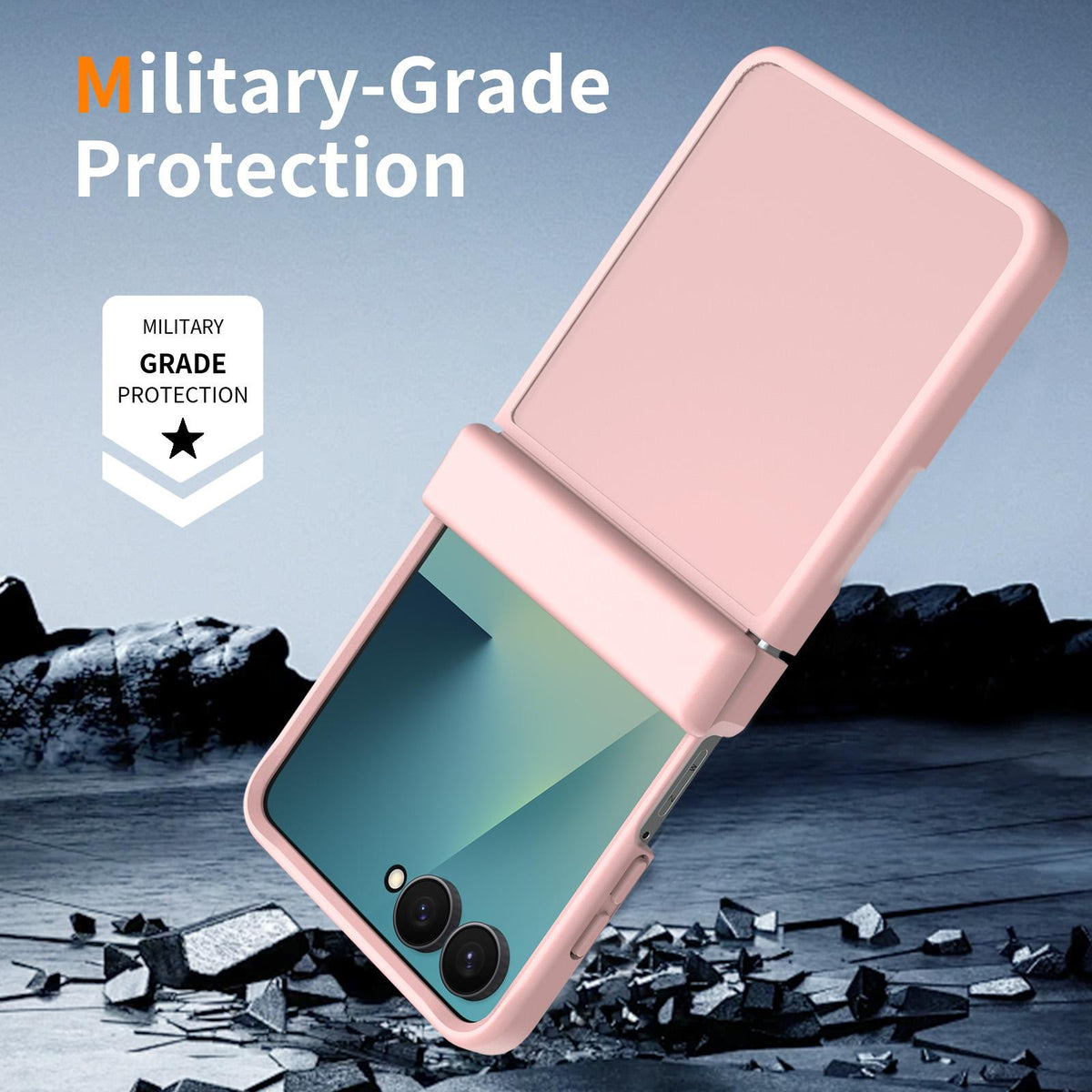 For Galaxy Z Flip8 5G Skin Feel Contrast Color TPU Hybrid PC Phone Case with Hinge Cover - Pink - EDA009867503C