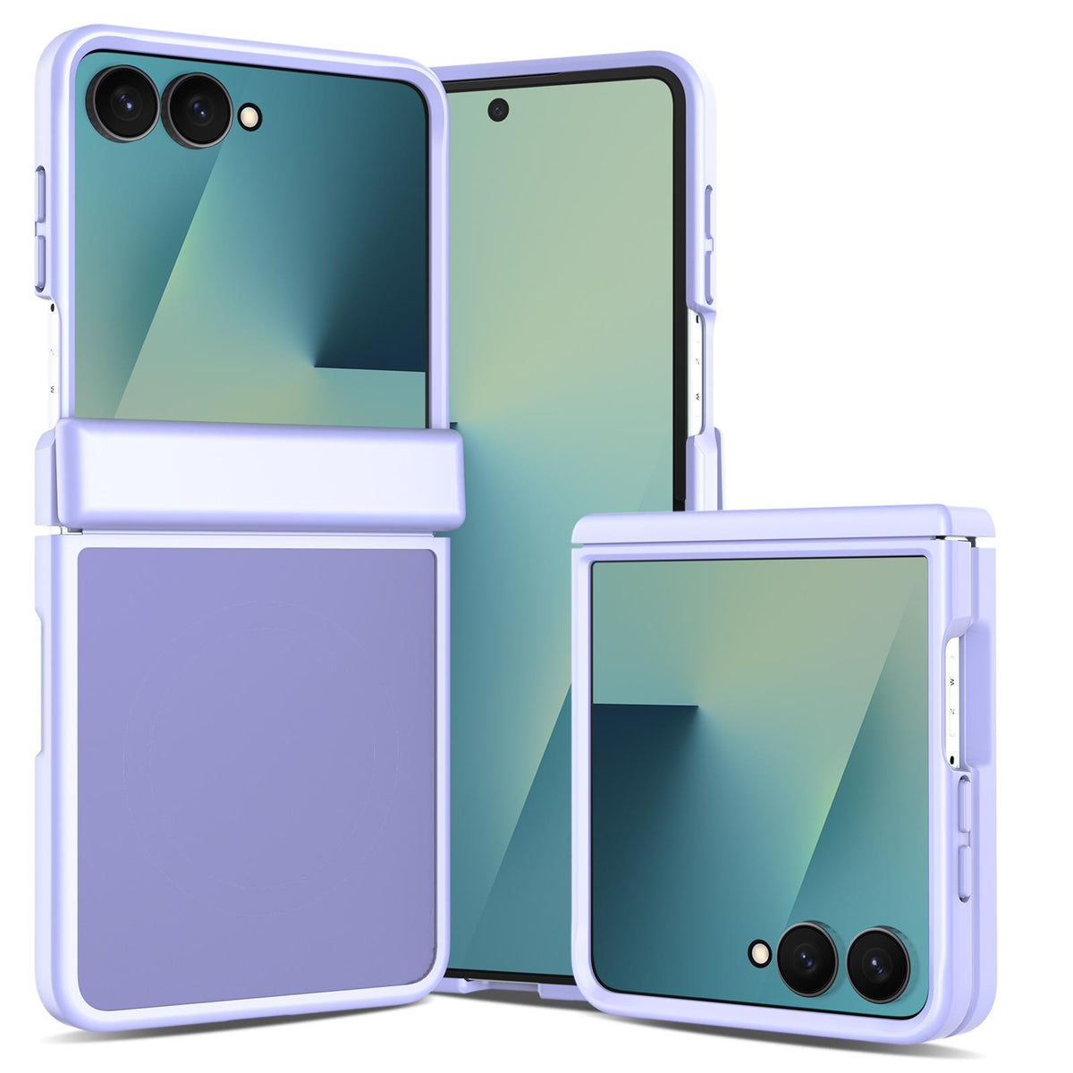 For Galaxy Z Flip8 5G Skin Feel Contrast Color TPU Hybrid PC Phone Case with Hinge Cover - Purple - EDA009867503D