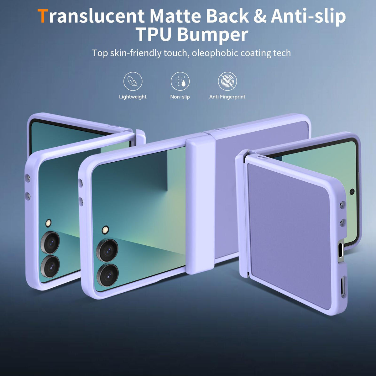 For Galaxy Z Flip8 5G Skin Feel Contrast Color TPU Hybrid PC Phone Case with Hinge Cover - Purple - EDA009867503D