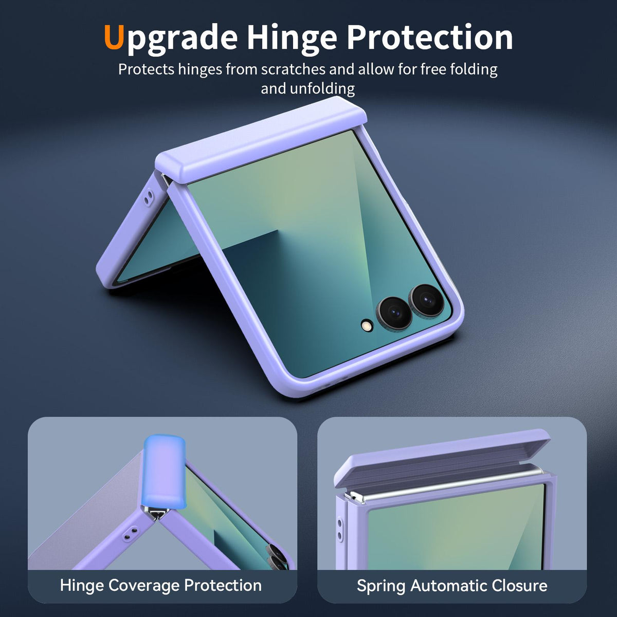 For Galaxy Z Flip8 5G Skin Feel Contrast Color TPU Hybrid PC Phone Case with Hinge Cover - Purple - EDA009867503D