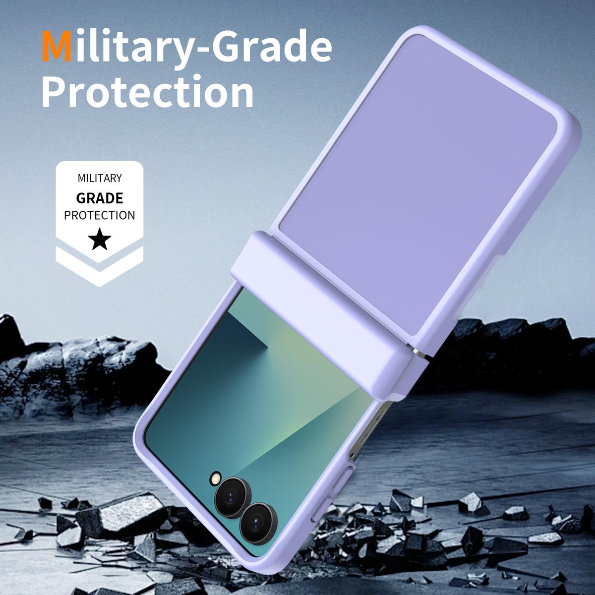 For Galaxy Z Flip8 5G Skin Feel Contrast Color TPU Hybrid PC Phone Case with Hinge Cover - Purple - EDA009867503D