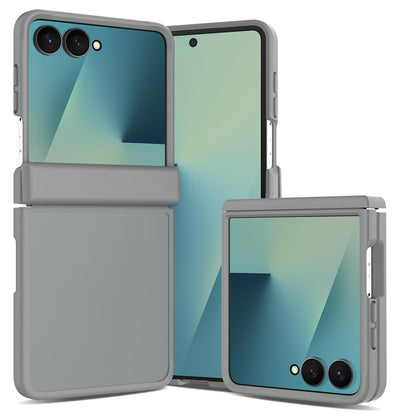 For Galaxy Z Flip8 5G Skin Feel Contrast Color TPU Hybrid PC Phone Case with Hinge Cover - Dark Grey - EDA009867503E
