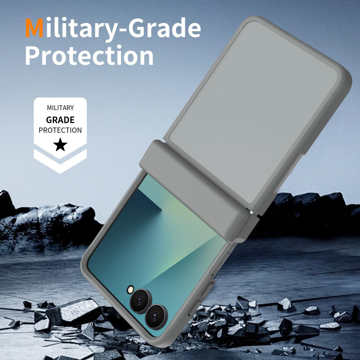 For Galaxy Z Flip8 5G Skin Feel Contrast Color TPU Hybrid PC Phone Case with Hinge Cover - Dark Grey - EDA009867503E