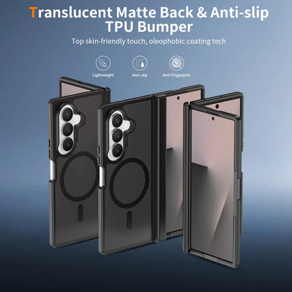 For Galaxy Z Fold8 Ultra 5G Skin Feel TPU Hybrid PC Magnetic Phone Case with Hinge Cover - Black - EDA009867902A