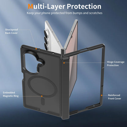 For Galaxy Z Fold8 Ultra 5G Skin Feel TPU Hybrid PC Magnetic Phone Case with Hinge Cover - Black - EDA009867902A