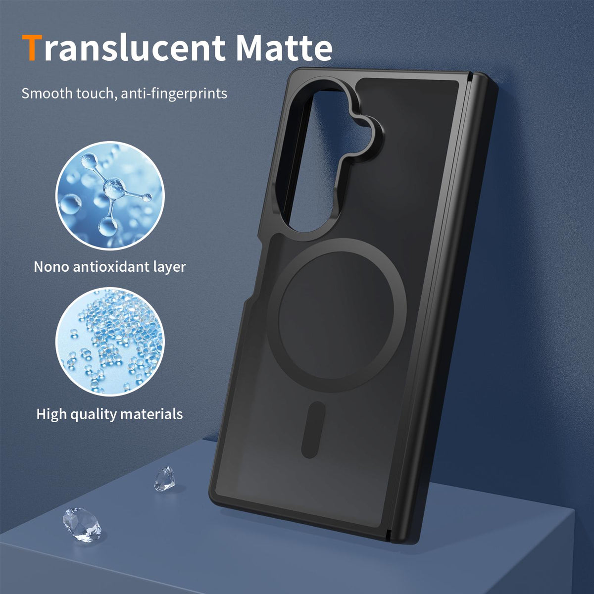 For Galaxy Z Fold8 Ultra 5G Skin Feel TPU Hybrid PC Magnetic Phone Case with Hinge Cover - Black - EDA009867902A
