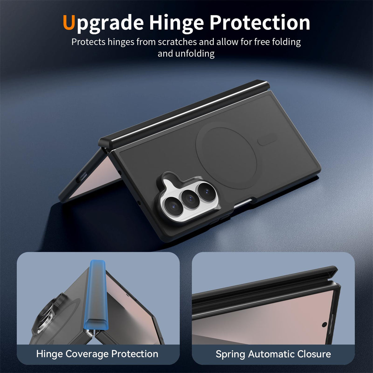For Galaxy Z Fold8 Ultra 5G Skin Feel TPU Hybrid PC Magnetic Phone Case with Hinge Cover - Black - EDA009867902A