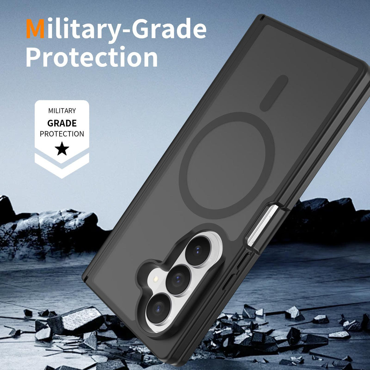 For Galaxy Z Fold8 Ultra 5G Skin Feel TPU Hybrid PC Magnetic Phone Case with Hinge Cover - Black - EDA009867902A