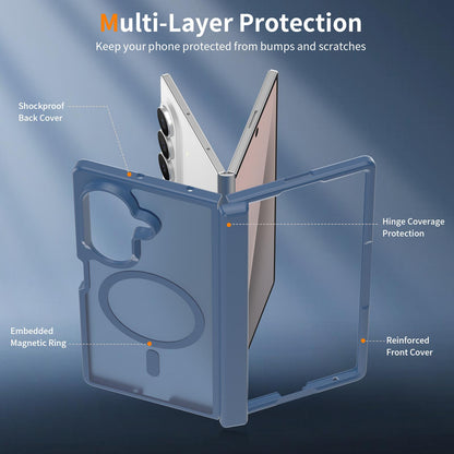 For Galaxy Z Fold8 Ultra 5G Skin Feel TPU Hybrid PC Magnetic Phone Case with Hinge Cover - Blue - EDA009867902B