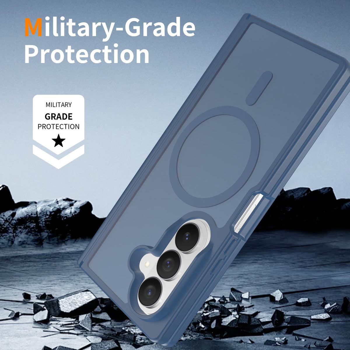 For Galaxy Z Fold8 Ultra 5G Skin Feel TPU Hybrid PC Magnetic Phone Case with Hinge Cover - Blue - EDA009867902B