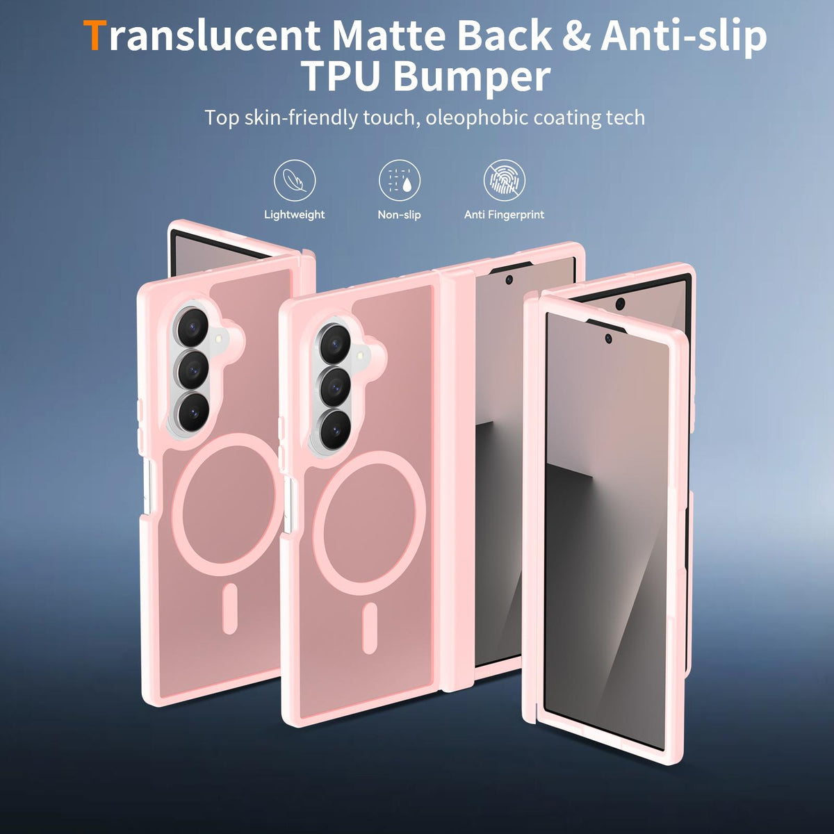 For Galaxy Z Fold8 Ultra 5G Skin Feel TPU Hybrid PC Magnetic Phone Case with Hinge Cover - Pink - EDA009867902C