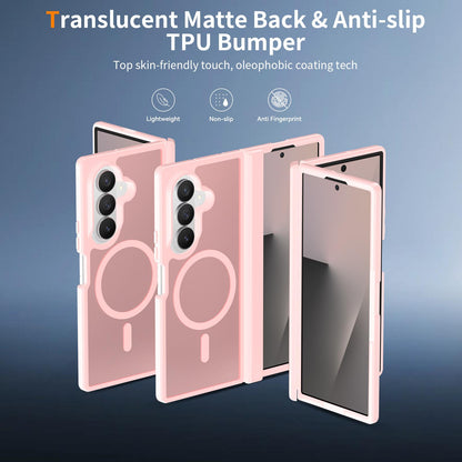 For Galaxy Z Fold8 Ultra 5G Skin Feel TPU Hybrid PC Magnetic Phone Case with Hinge Cover - Pink - EDA009867902C