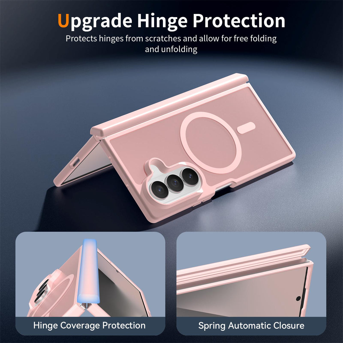 For Galaxy Z Fold8 Ultra 5G Skin Feel TPU Hybrid PC Magnetic Phone Case with Hinge Cover - Pink - EDA009867902C
