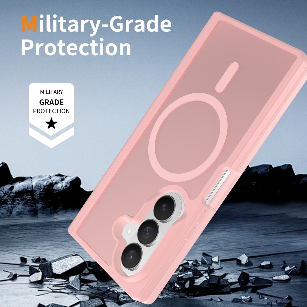 For Galaxy Z Fold8 Ultra 5G Skin Feel TPU Hybrid PC Magnetic Phone Case with Hinge Cover - Pink - EDA009867902C