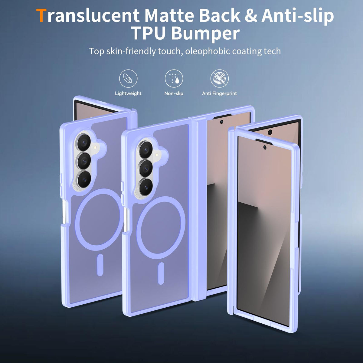 For Galaxy Z Fold8 Ultra 5G Skin Feel TPU Hybrid PC Magnetic Phone Case with Hinge Cover - Purple - EDA009867902D