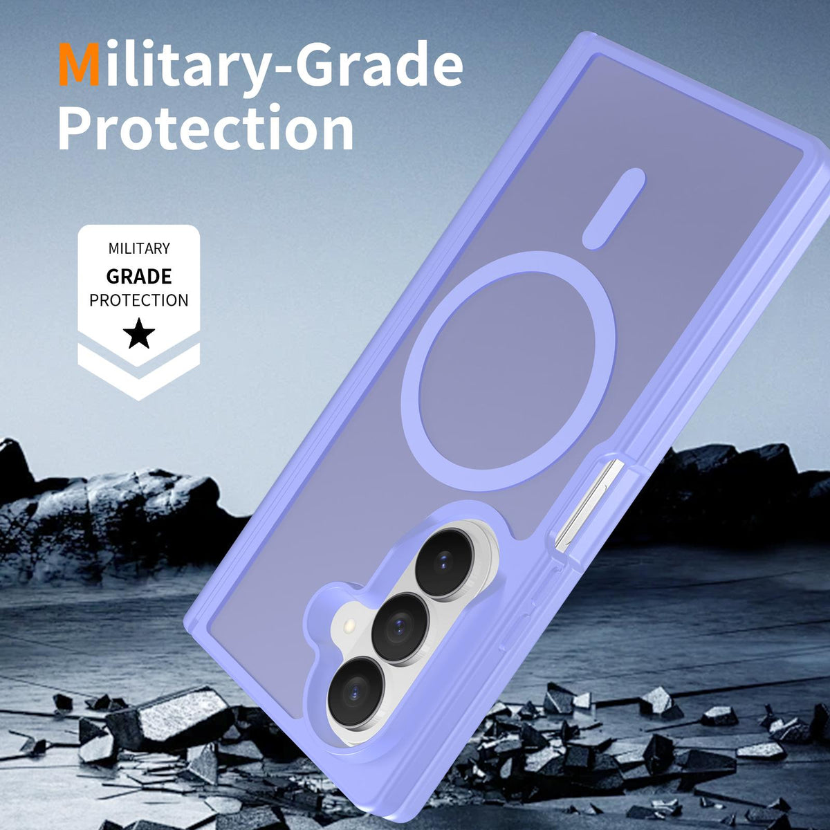 For Galaxy Z Fold8 Ultra 5G Skin Feel TPU Hybrid PC Magnetic Phone Case with Hinge Cover - Purple - EDA009867902D