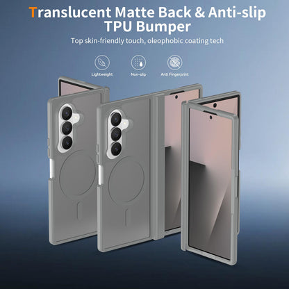 For Galaxy Z Fold8 Ultra 5G Skin Feel TPU Hybrid PC Magnetic Phone Case with Hinge Cover - Dark Grey - EDA009867902E
