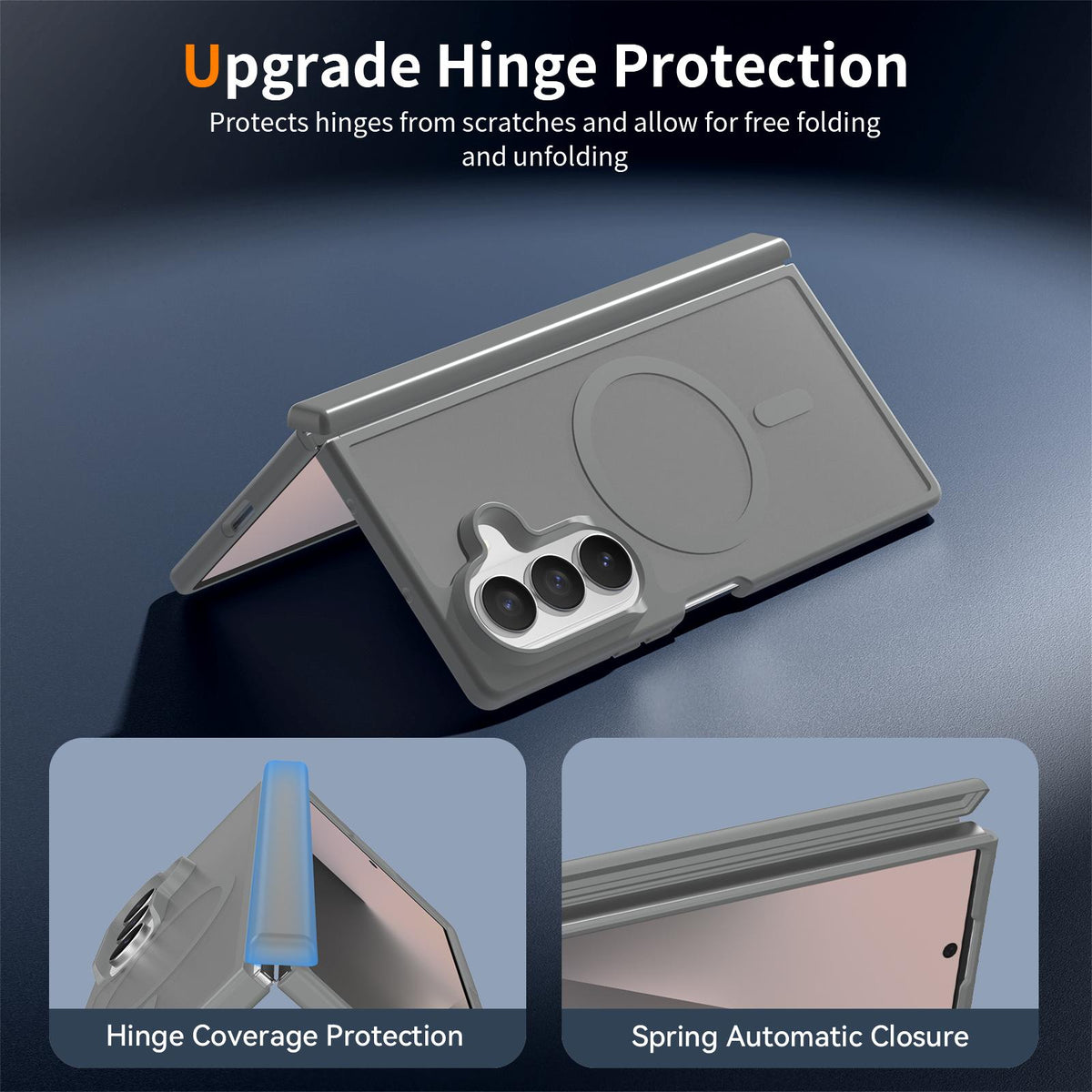 For Galaxy Z Fold8 Ultra 5G Skin Feel TPU Hybrid PC Magnetic Phone Case with Hinge Cover - Dark Grey - EDA009867902E