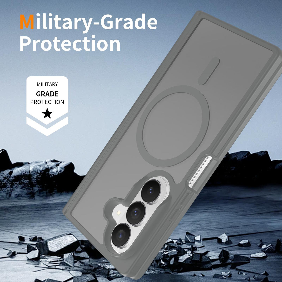 For Galaxy Z Fold8 Ultra 5G Skin Feel TPU Hybrid PC Magnetic Phone Case with Hinge Cover - Dark Grey - EDA009867902E
