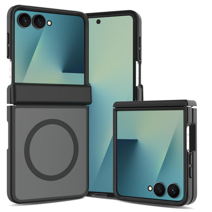 For Galaxy Z Flip8 5G Skin Feel TPU Hybrid PC Magnetic Phone Case with Hinge Cover - Black - EDA009867903A